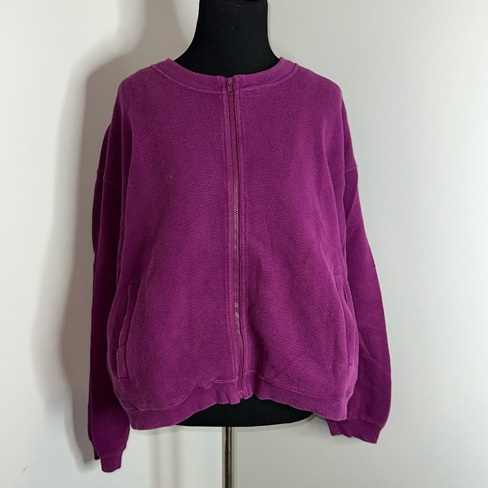 LL Bean Sportif USA Vintage Full Zip Crop Sweater Women’s Oversized MD